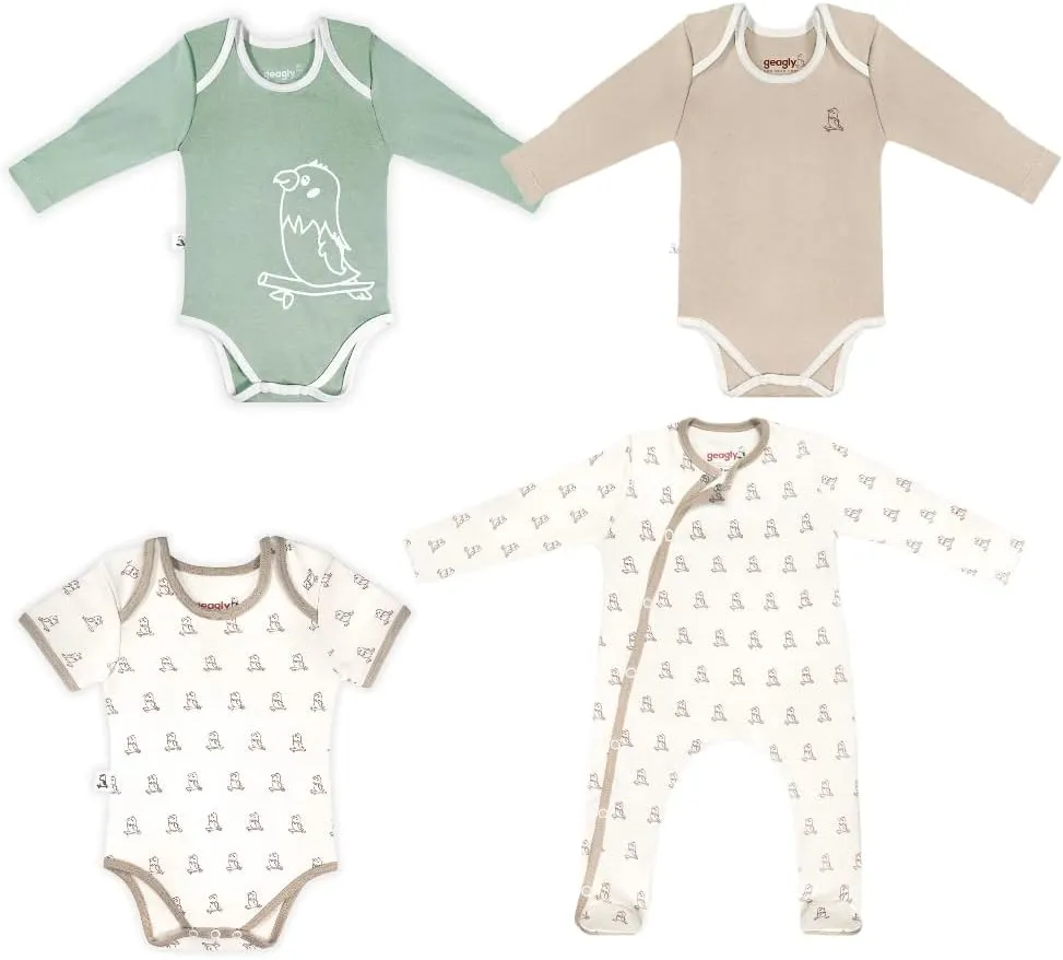 0-3 Months Organic Cotton Gender Neutral Newborn Clothing Set Infant Unisex Baby Girl Boy Bodysuit Home Coming Baby Shower Essentials Gift