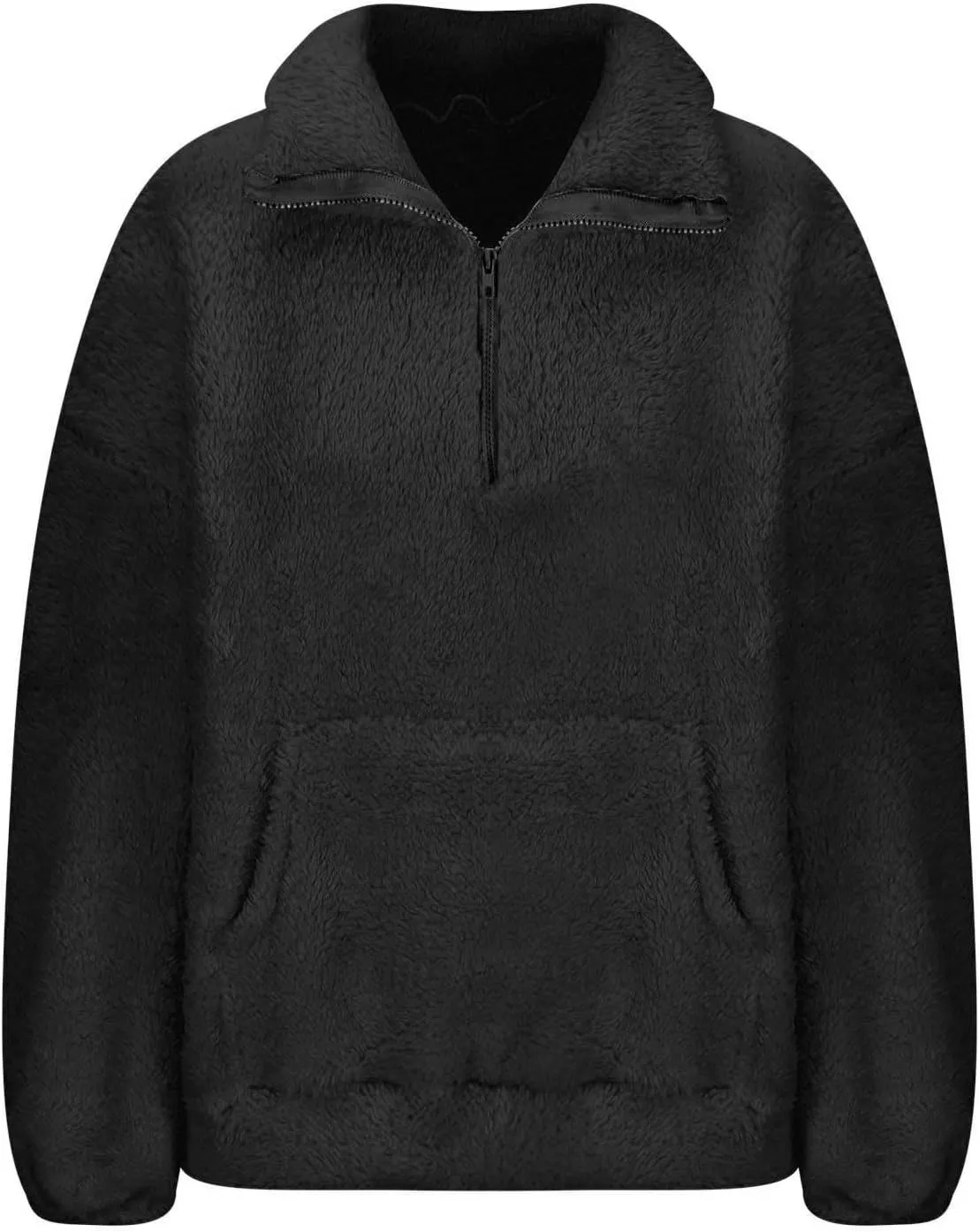 1/4 Zip Sherpa Pullover Womens Fuzzy Fleece Half Zip Pullover Oversized Zip Up Hoodie Quarter Zip Cropped Sweatshirt
