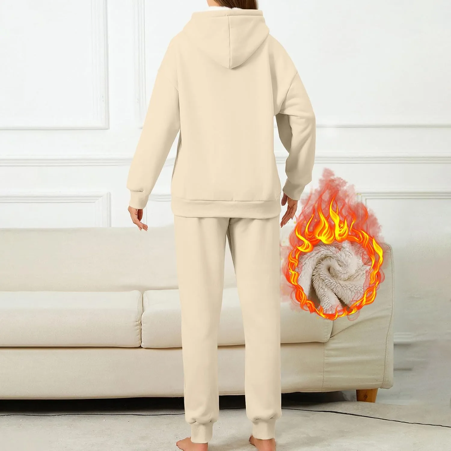 2 Piece Sets for Women Sweatsuits Winter Lonuge Set Fleece Lined Tracksuit Fuzzy Hoodie Sweatpant Lonugewear Outfits