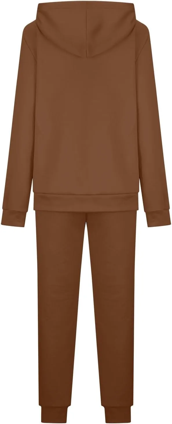 2 Piece Sets for Women Sweatsuits Winter Lonuge Set Fleece Lined Tracksuit Fuzzy Hoodie Sweatpant Lonugewear Outfits