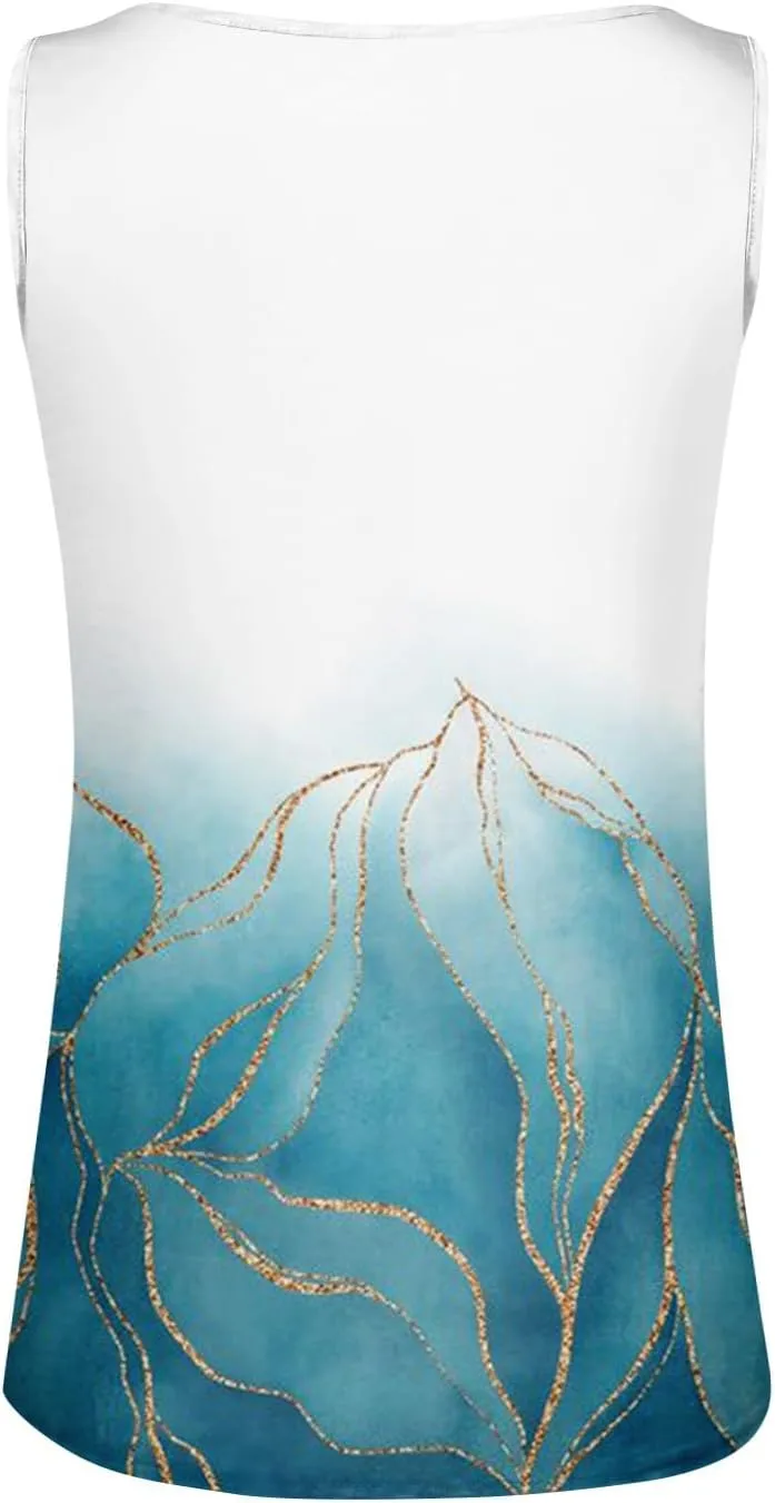 2024 Tank Tshirt Women's Summer V Neck Tops Weekend Shirt Printed Daily Printed Sleeveless Casual Fashion Tunic