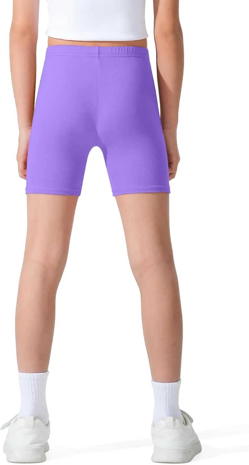 3 Pack Girls Bike Shorts Kids Cotton Cartwheel Biker Shorts Athletic Wear for Dance Running Gym