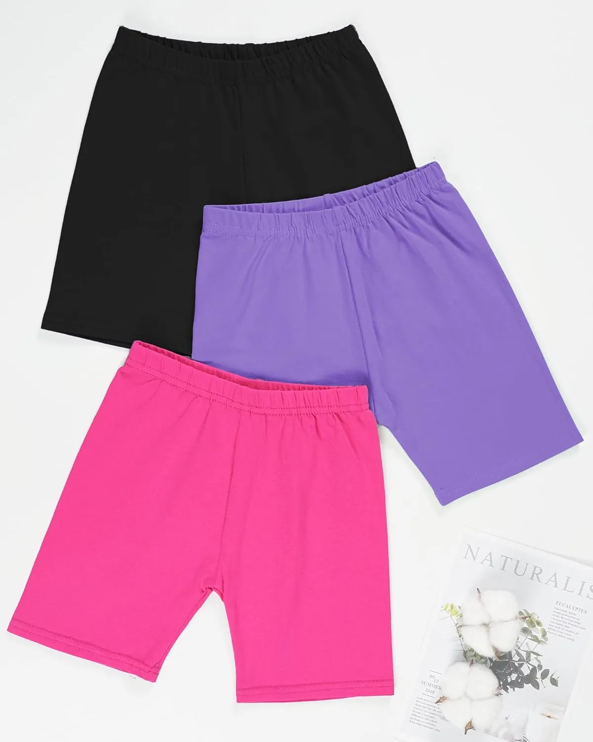 3 Pack Girls Bike Shorts Kids Cotton Cartwheel Biker Shorts Athletic Wear for Dance Running Gym