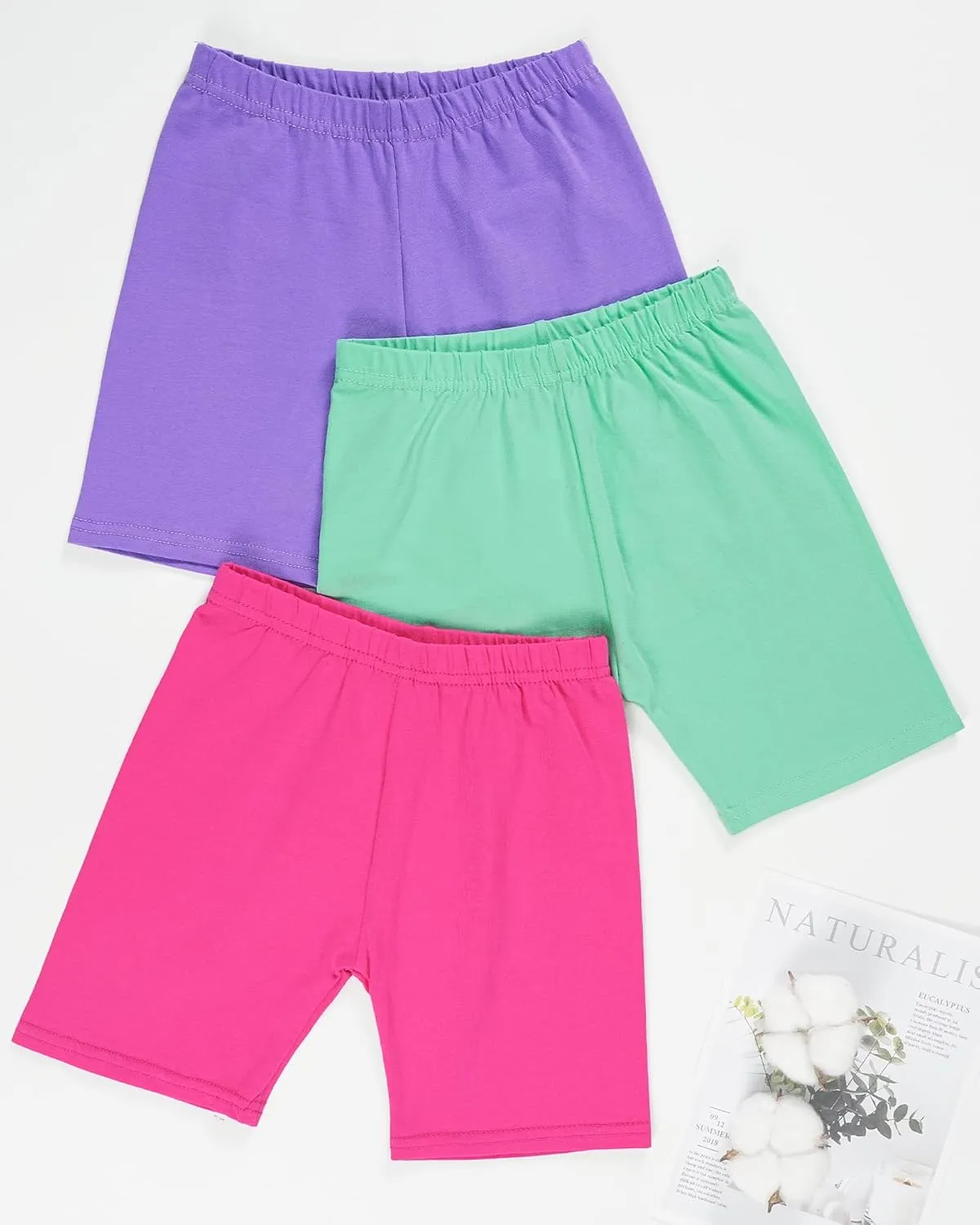 3 Pack Girls Bike Shorts Kids Cotton Cartwheel Biker Shorts Athletic Wear for Dance Running Gym