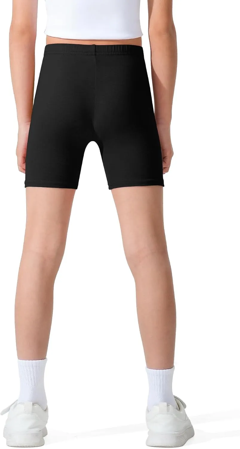 3 Pack Girls Bike Shorts Kids Cotton Cartwheel Biker Shorts Athletic Wear for Dance Running Gym