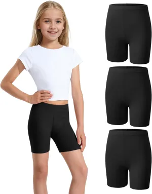 3 Pack Girls Bike Shorts Kids Cotton Cartwheel Biker Shorts Athletic Wear for Dance Running Gym