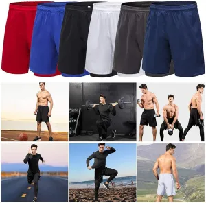 3 Pack Mens Shorts Athletic Shorts for Men Elastic Waistband Quick Dry Running Gym Workout Activewear Short with Pockets