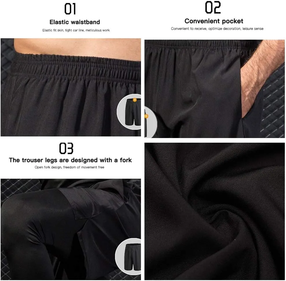 3 Pack Mens Shorts Athletic Shorts for Men Elastic Waistband Quick Dry Running Gym Workout Activewear Short with Pockets