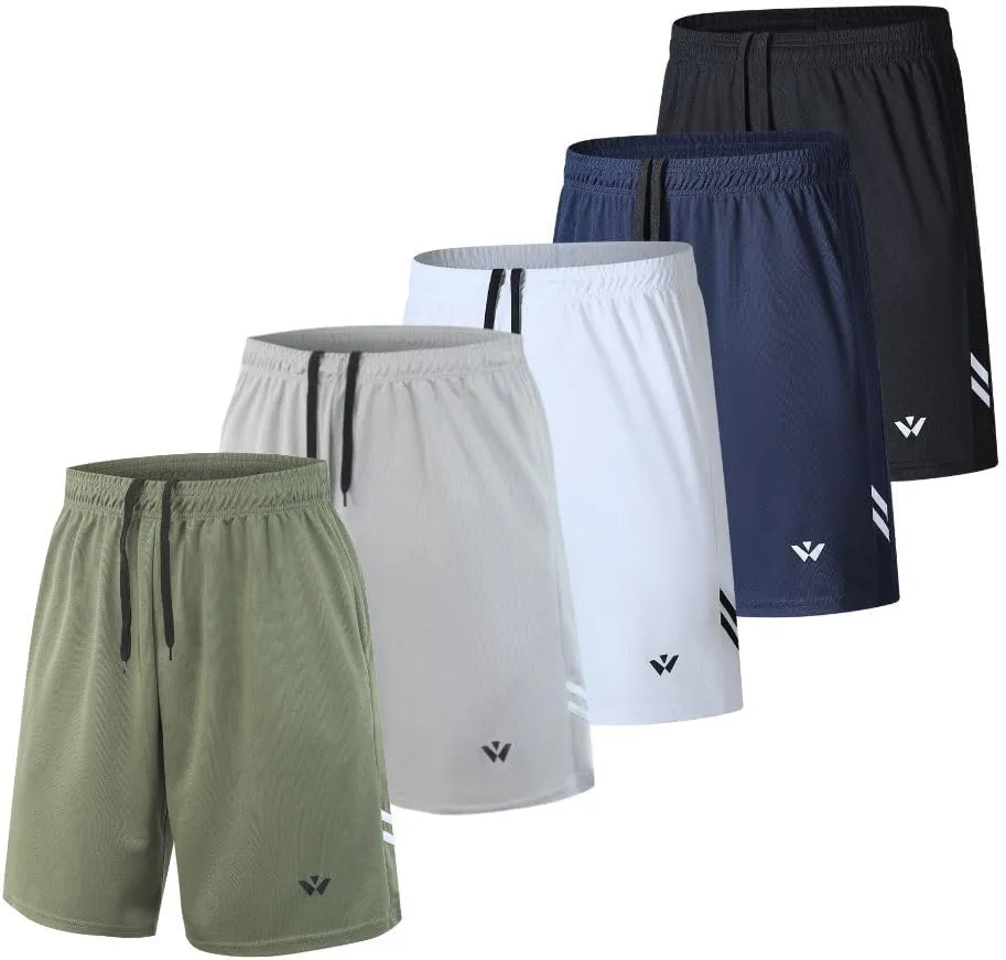 3/5 Pack Athletic Gym Mens Shorts Quick Dry Basketball Shorts with Pockets for Workout Running Casual Activewear
