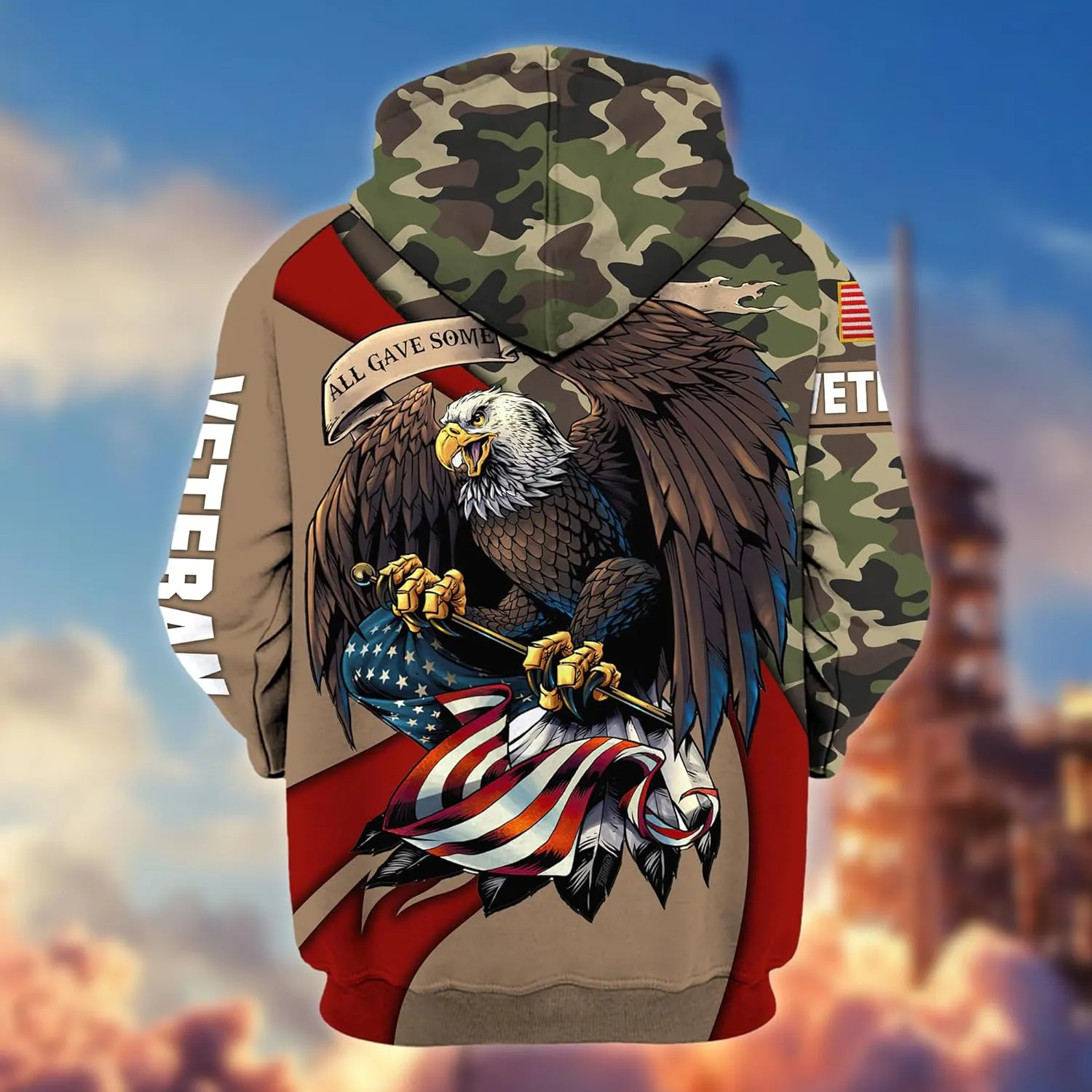 3D All Gave Some Veteran Zip Hood, Zip Pullover with Pocket, Zip Hoodie For Men Military, Veterans Day Gifts Ideas