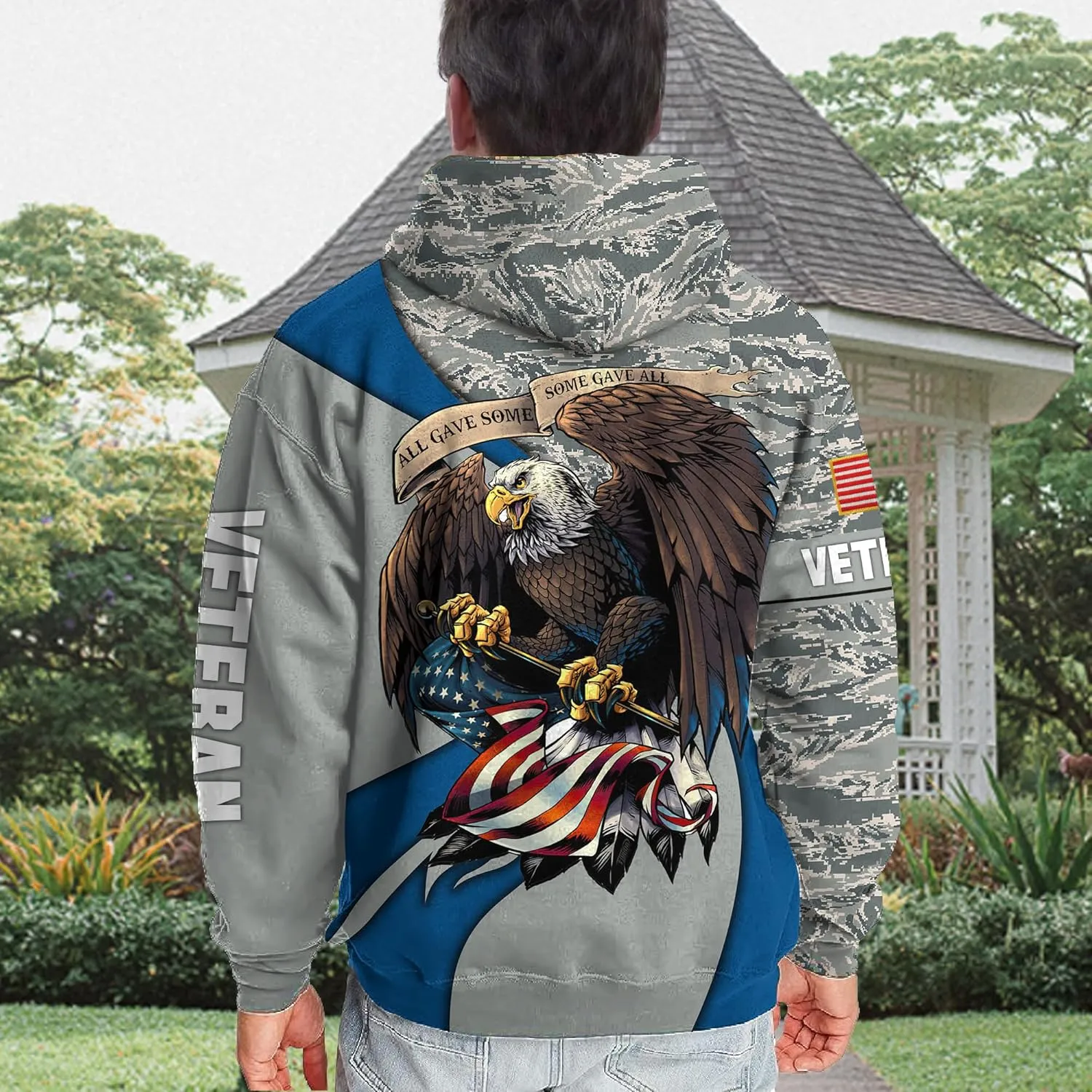 3D All Gave Some Veteran Zip Hood, Zip Pullover with Pocket, Zip Hoodie For Men Military, Veterans Day Gifts Ideas