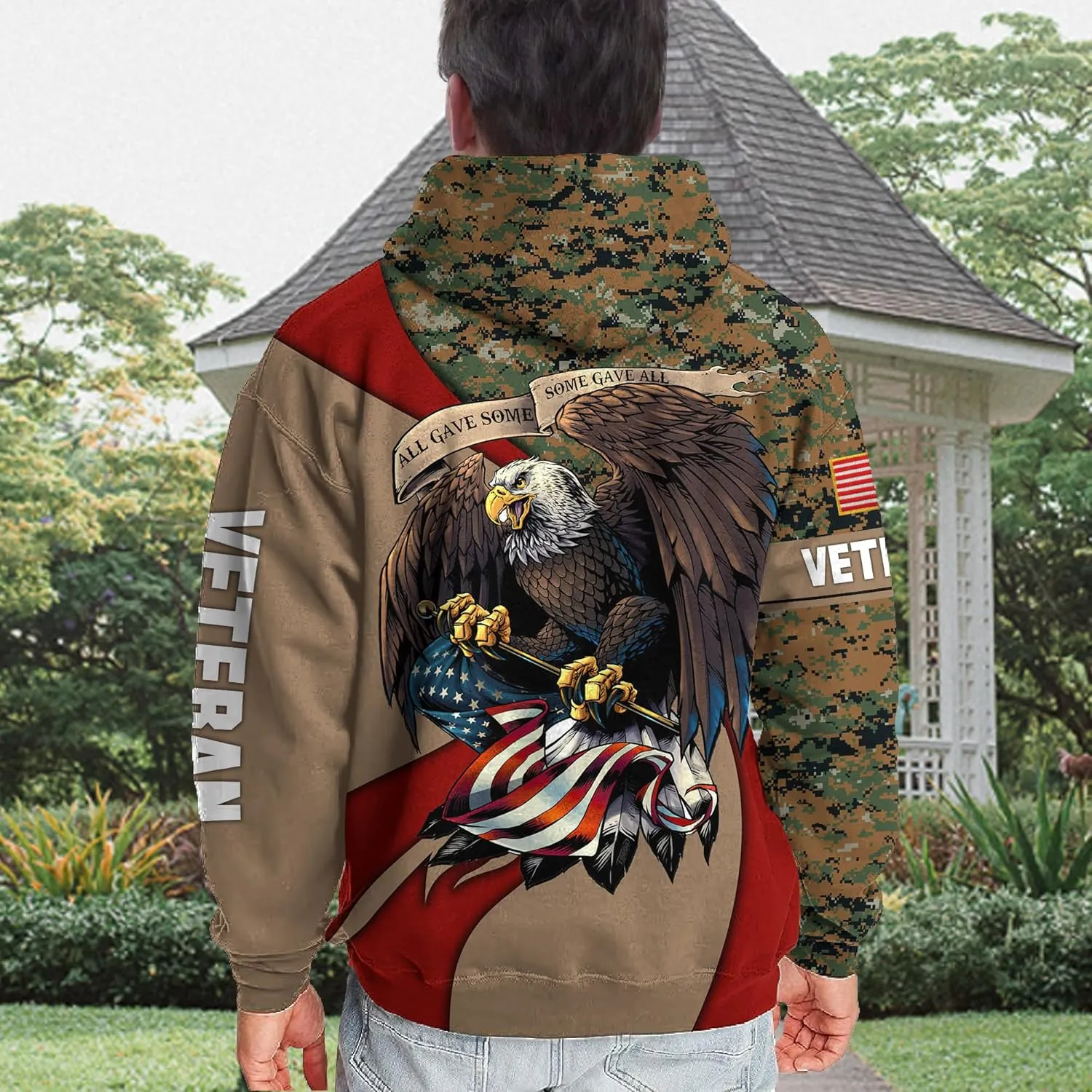 3D All Gave Some Veteran Zip Hood, Zip Pullover with Pocket, Zip Hoodie For Men Military, Veterans Day Gifts Ideas