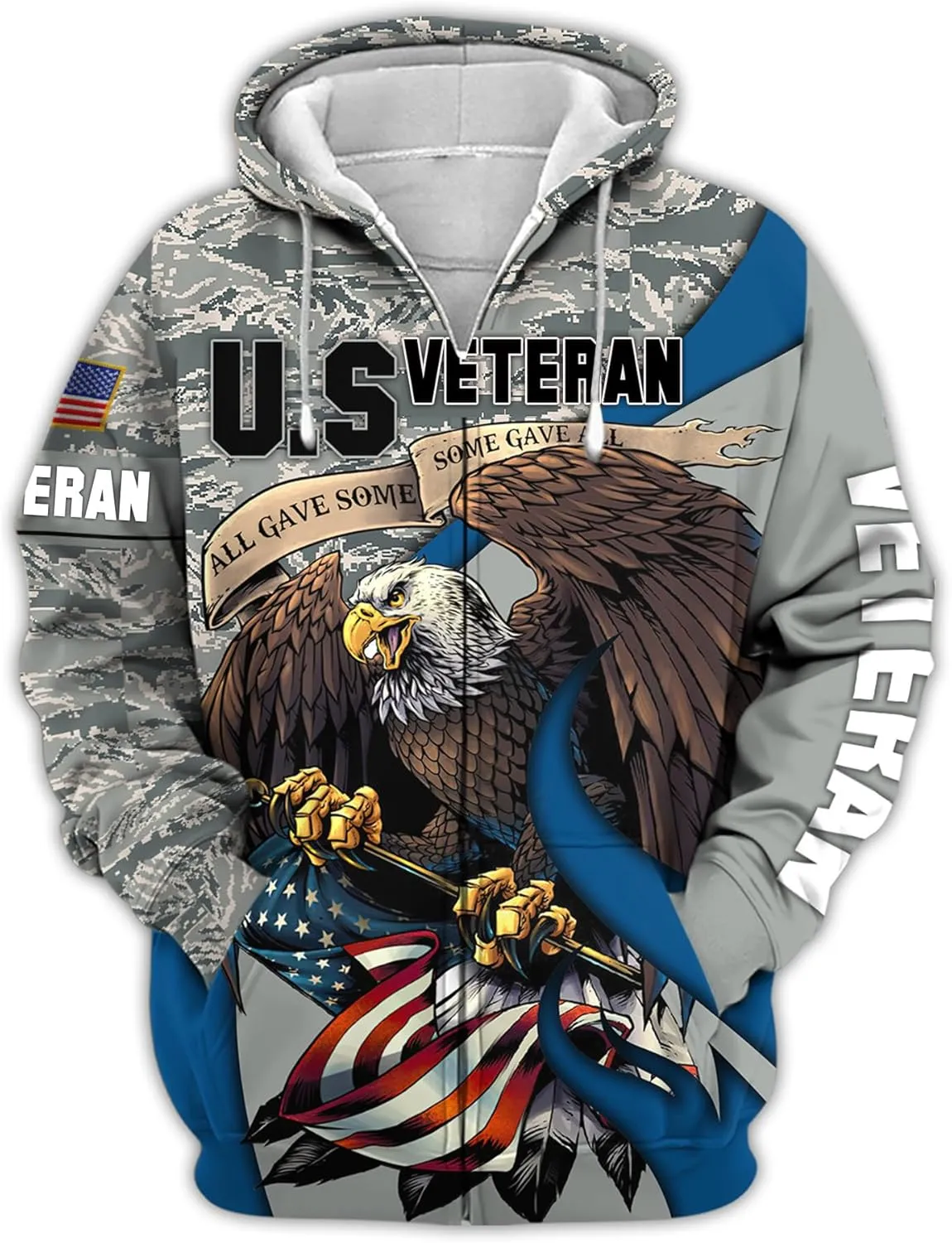 3D All Gave Some Veteran Zip Hood, Zip Pullover with Pocket, Zip Hoodie For Men Military, Veterans Day Gifts Ideas