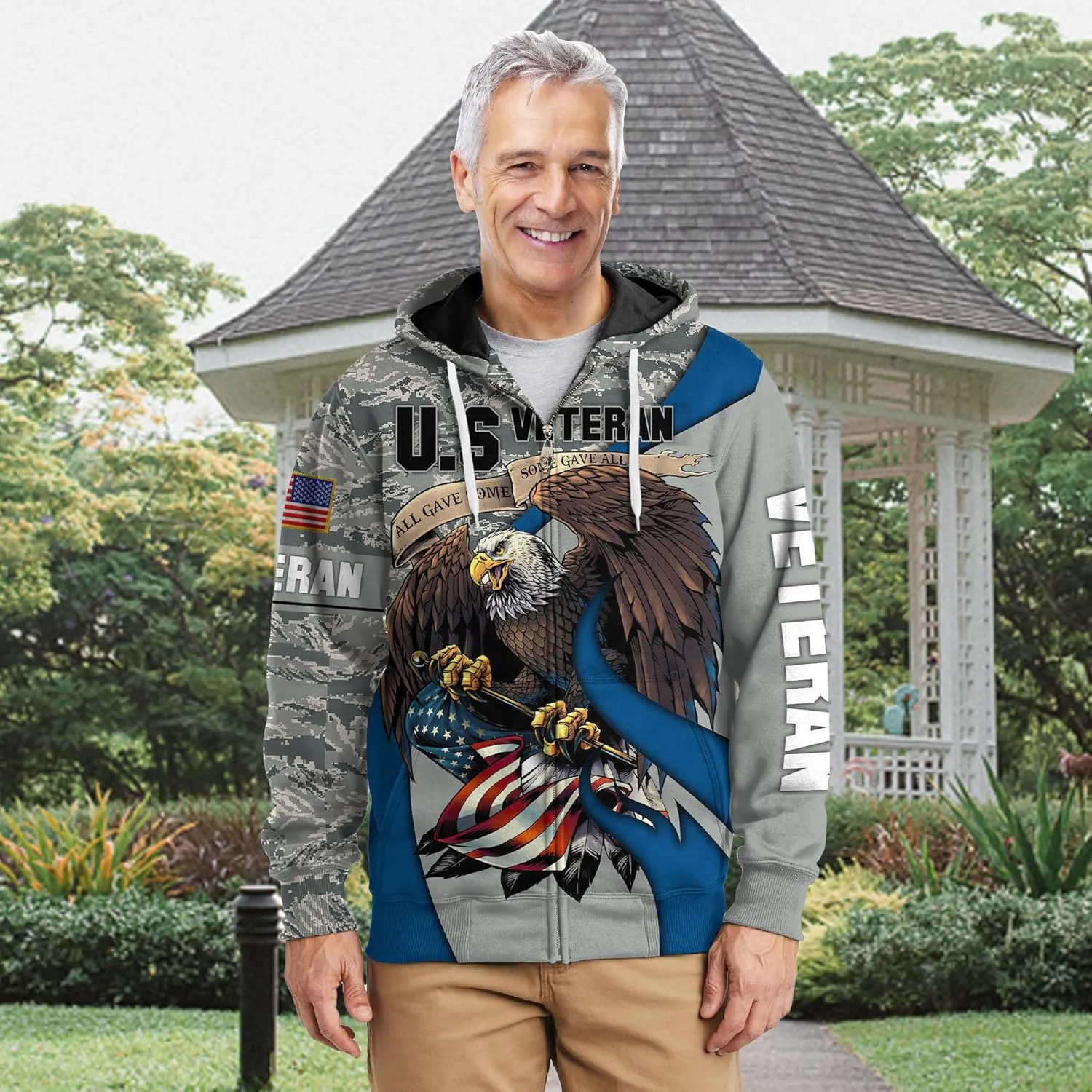 3D All Gave Some Veteran Zip Hood, Zip Pullover with Pocket, Zip Hoodie For Men Military, Veterans Day Gifts Ideas