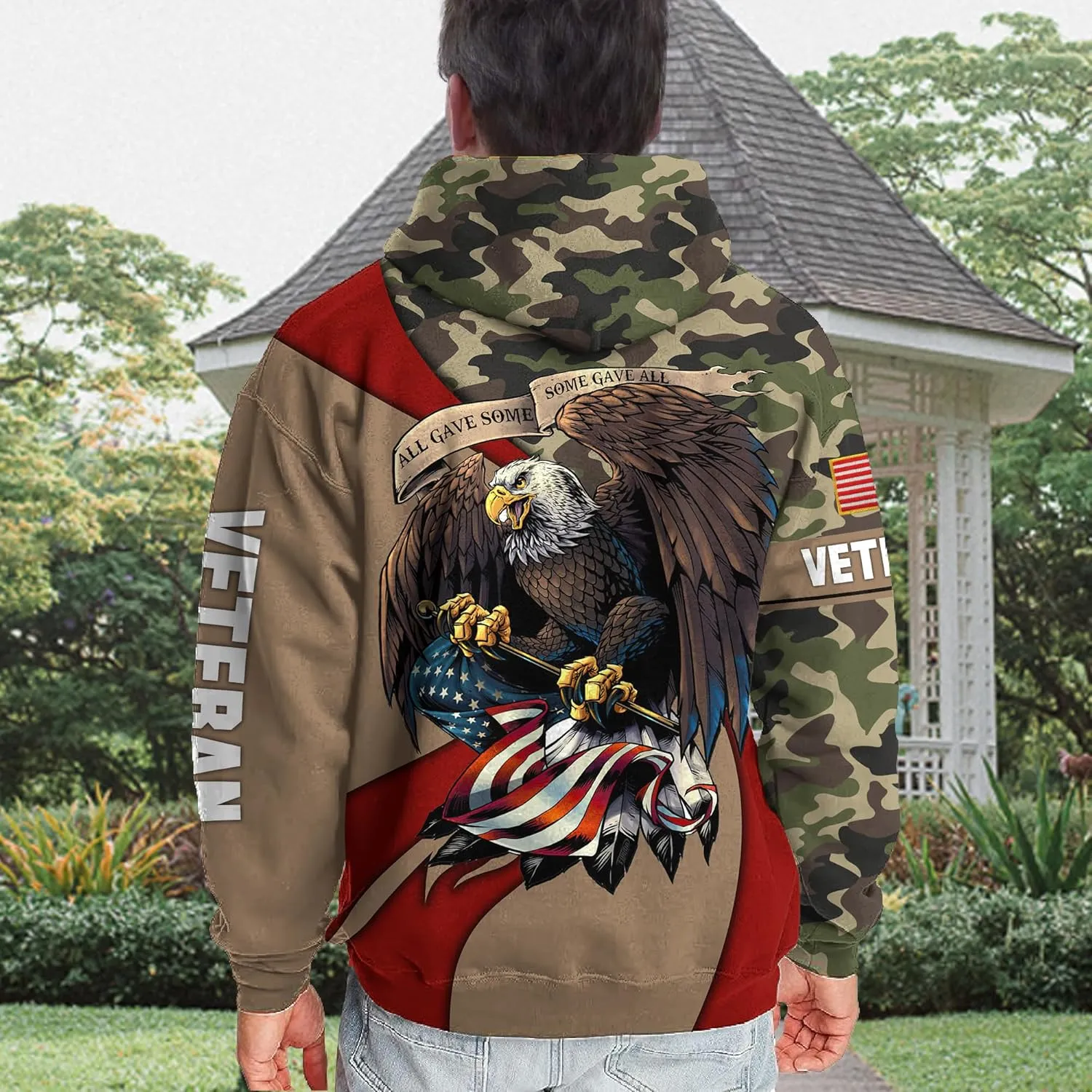 3D All Gave Some Veteran Zip Hood, Zip Pullover with Pocket, Zip Hoodie For Men Military, Veterans Day Gifts Ideas