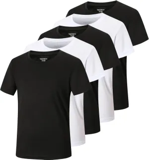 5 Pack Boys Mesh Athletic Quick Dry Short Sleeve Workout Moisture Wicking Active T-Shirt for Kids