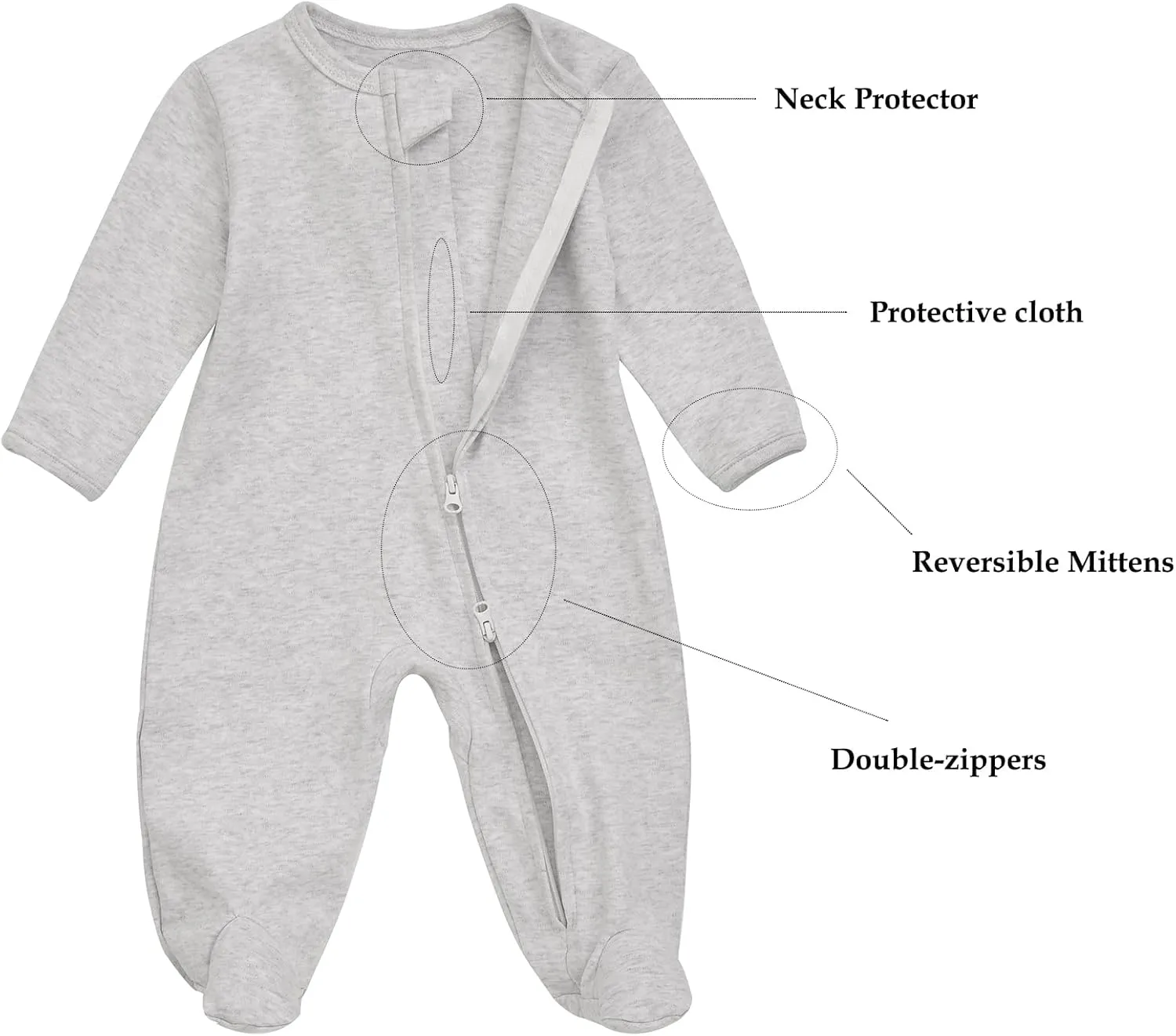 Aablexema Baby Footie Pajama with Mitten Cuffs, Double Zipper Infant Cotton clothes Sleeper Pjs, Footed Sleep Play