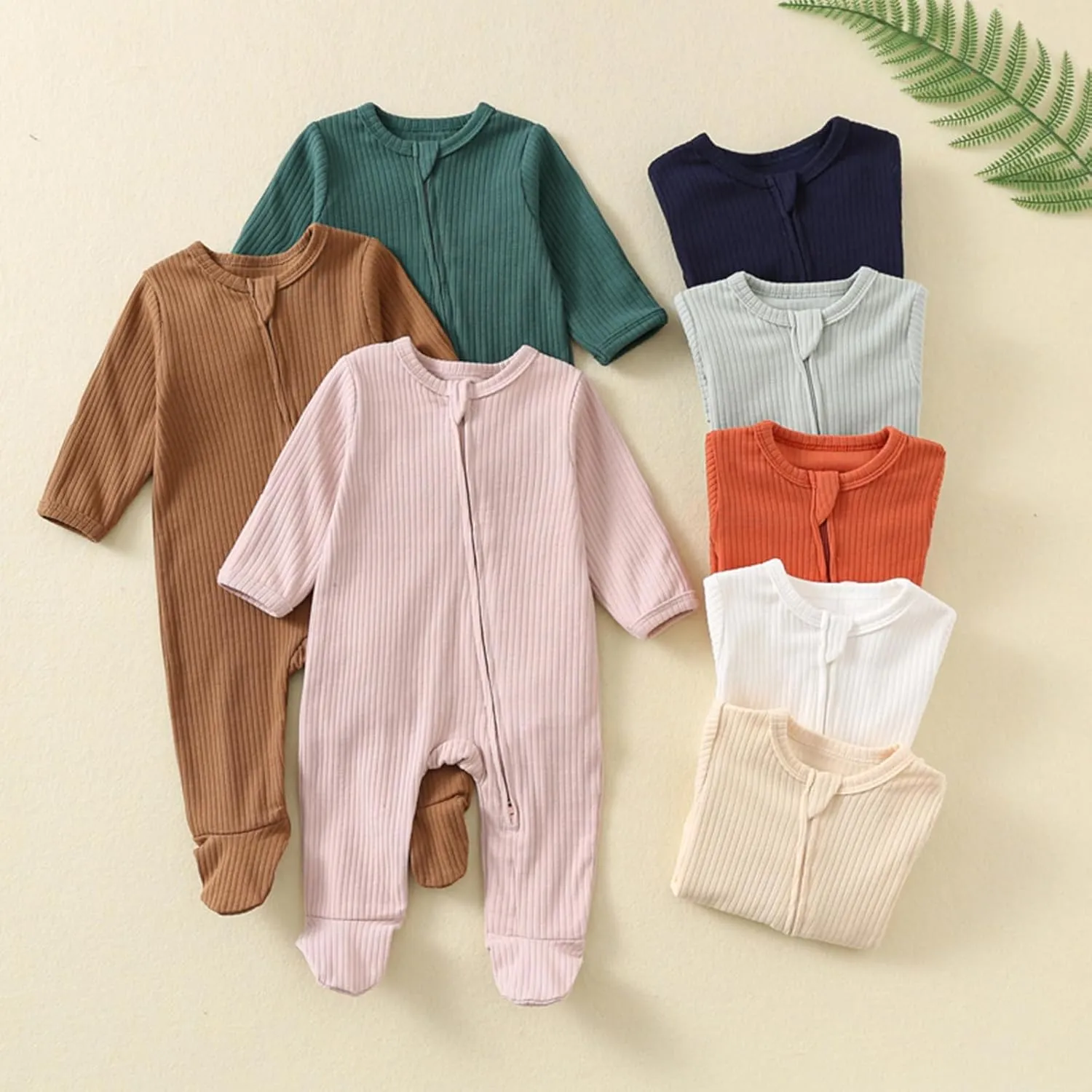 ACESTAR Baby Footies Pajamas, 2-Way Zipper Baby Sleepers with Mitten Cuffs - Long Sleeve Baby Zip Up Onesie for 0-12 Months