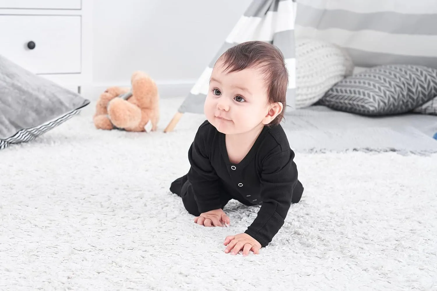 ACESTAR Newborn Baby Footed Pajamas with Mitten Cuffs - Cotton Snap-Up Baby Sleepers for Sleep and Play Footies 0-12 Months
