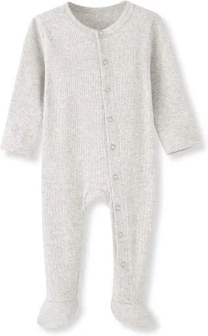 ACESTAR Newborn Baby Footed Pajamas with Mitten Cuffs - Cotton Snap-Up Baby Sleepers for Sleep and Play Footies 0-12 Months
