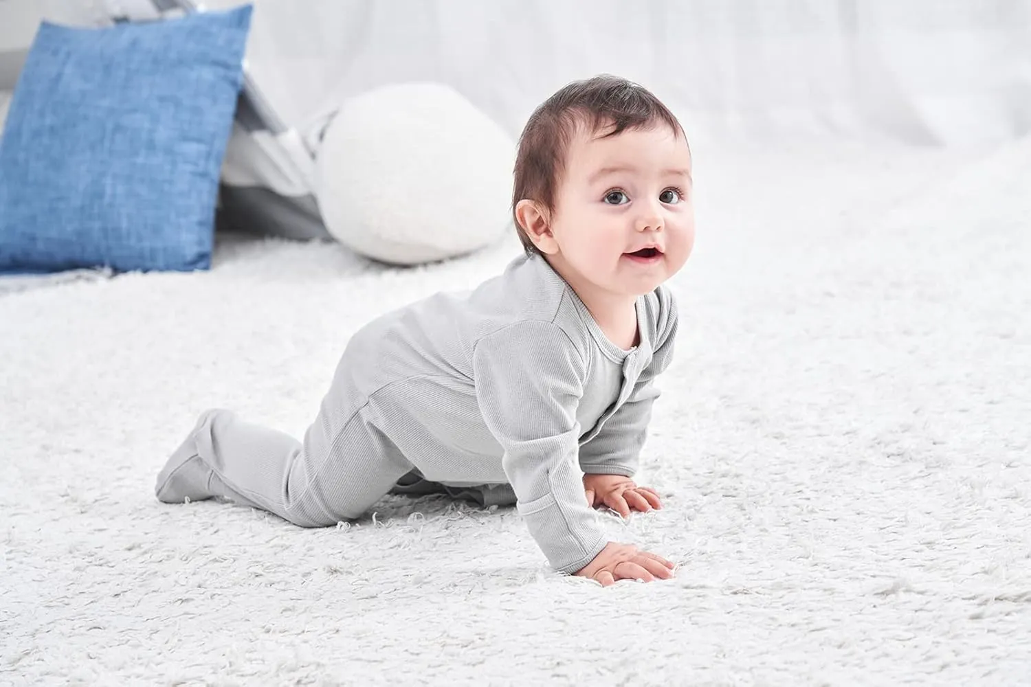 ACESTAR Newborn Baby Footed Pajamas with Mitten Cuffs - Cotton Snap-Up Baby Sleepers for Sleep and Play Footies 0-12 Months