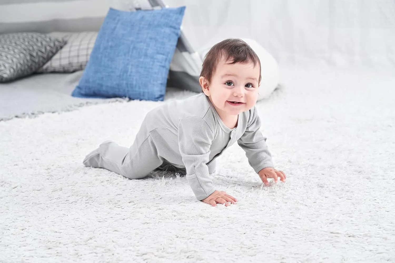 ACESTAR Newborn Baby Footed Pajamas with Mitten Cuffs - Cotton Snap-Up Baby Sleepers for Sleep and Play Footies 0-12 Months