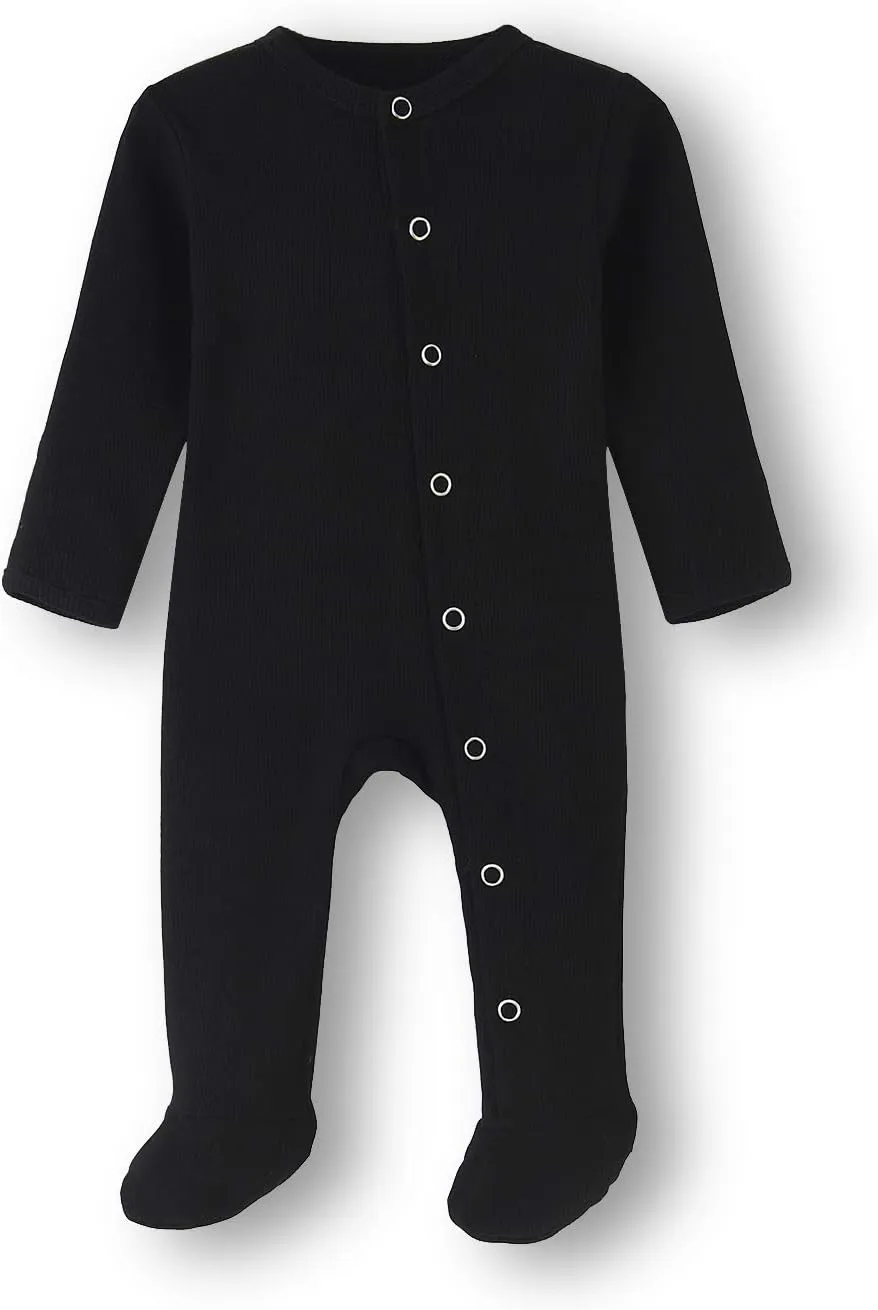 ACESTAR Newborn Baby Footed Pajamas with Mitten Cuffs - Cotton Snap-Up Baby Sleepers for Sleep and Play Footies 0-12 Months