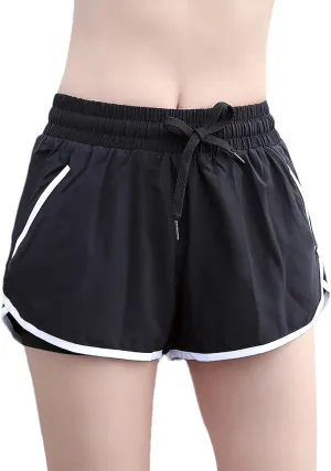 ANUFER Womens 2 in 1 Sports Running Shorts High Waist Quick Dry Gym Yoga Activewear Shorts with Zip Pockets
