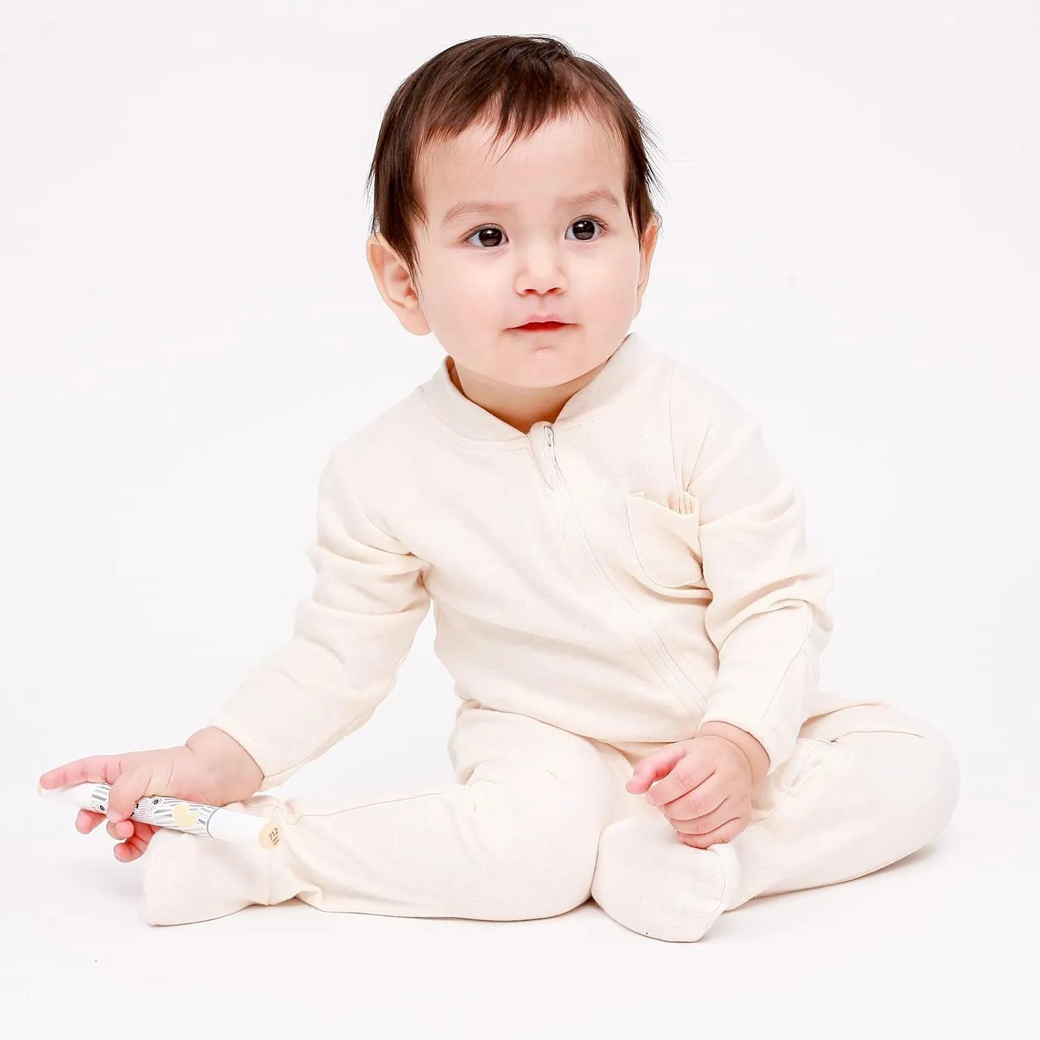 Baby 2 Way Zipper Girls Boys 100% Cotton Footed Sleep and Play with Mitten Cuffs 0-12 Months