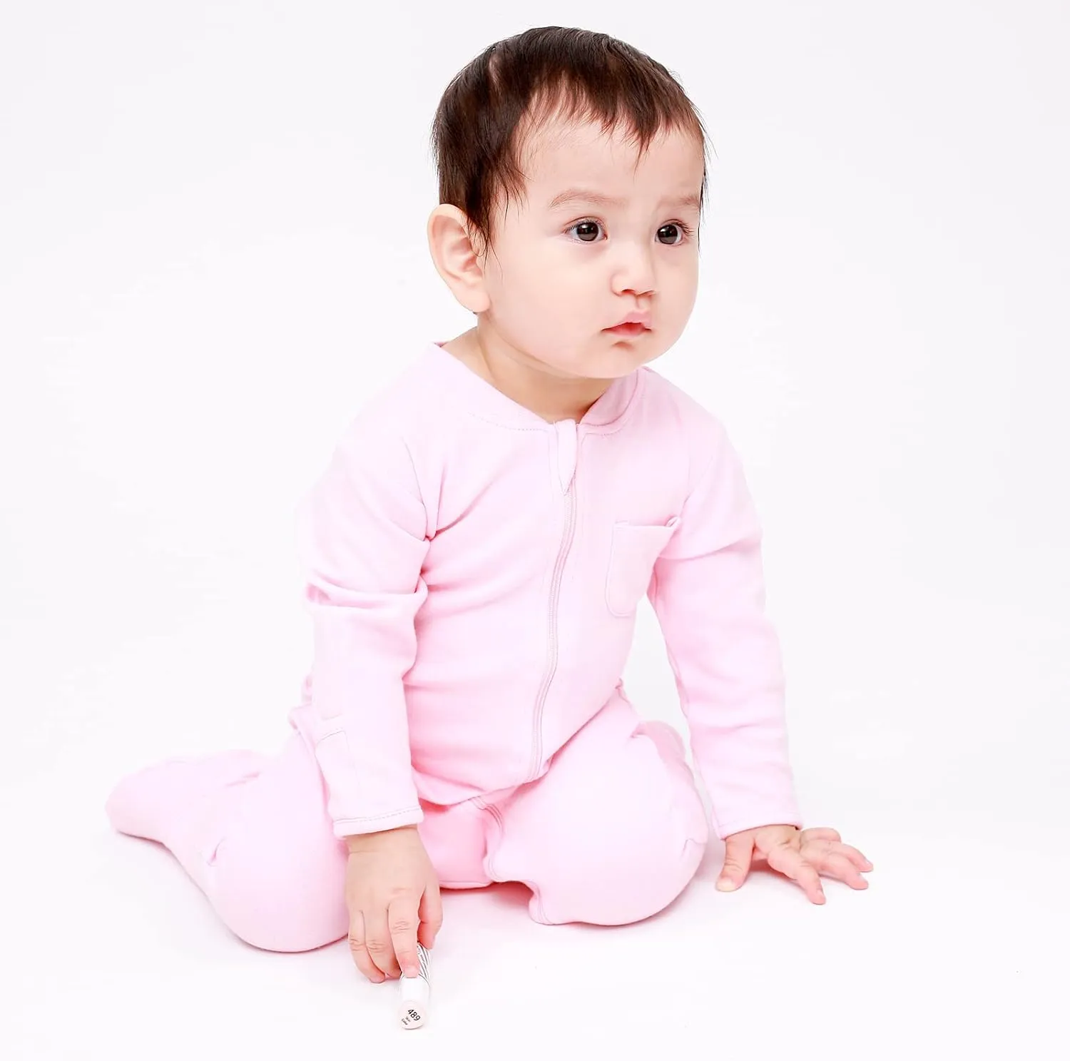 Baby 2 Way Zipper Girls Boys 100% Cotton Footed Sleep and Play with Mitten Cuffs 0-12 Months
