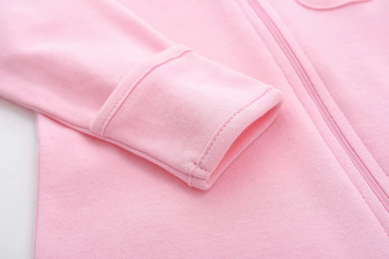 Baby 2 Way Zipper Girls Boys 100% Cotton Footed Sleep and Play with Mitten Cuffs 0-12 Months
