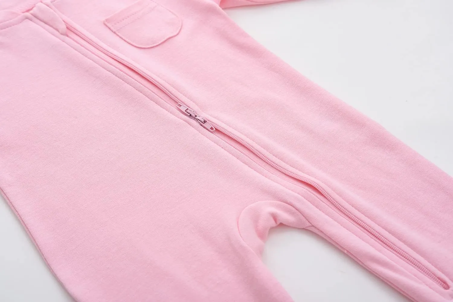 Baby 2 Way Zipper Girls Boys 100% Cotton Footed Sleep and Play with Mitten Cuffs 0-12 Months