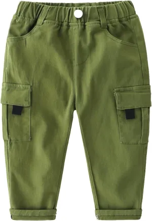 Baby and Toddler Pull On Cargo Jogger Pants Boys Sweatpants Elastic Waist Casual Jogging Trousers Bottom for Kids