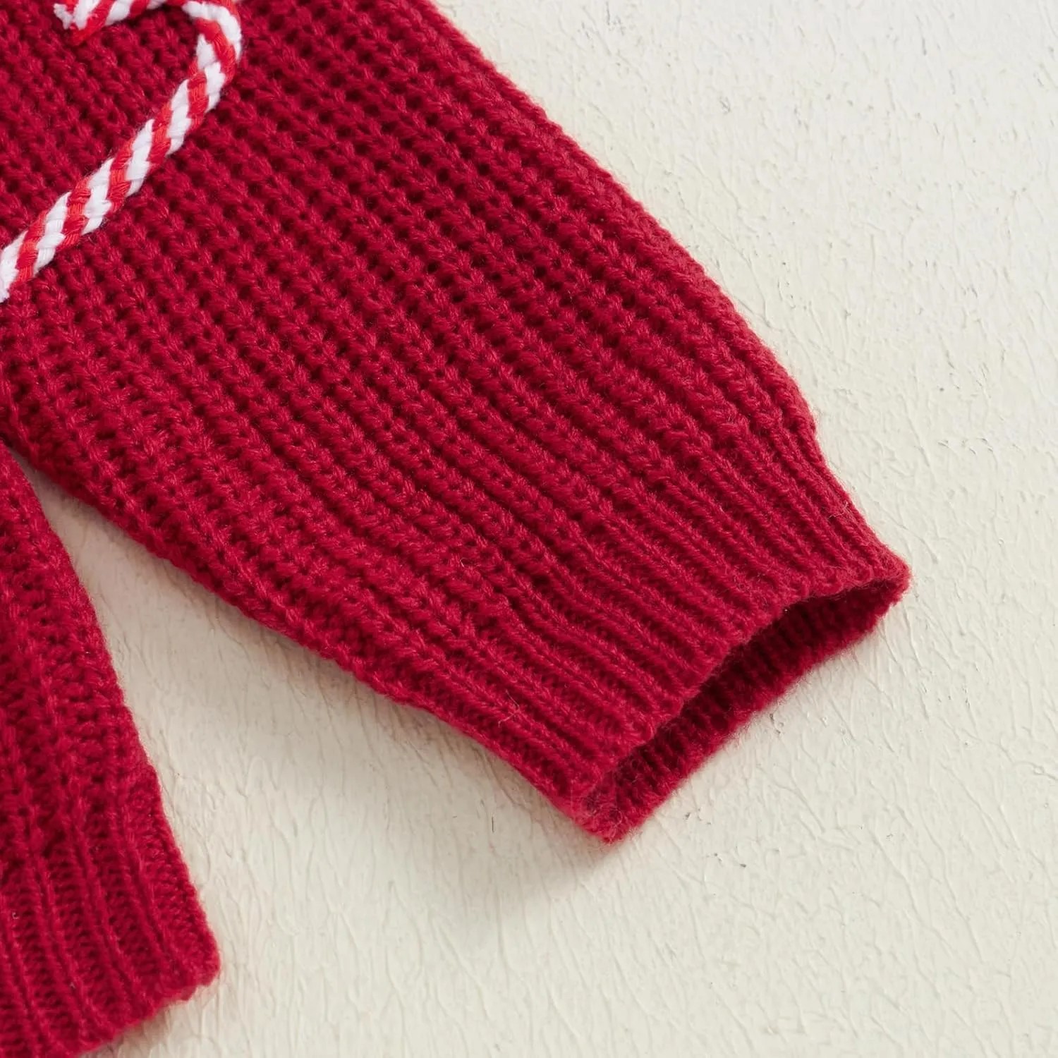 Baby Boy Girl Christmas Knit Sweater Candy Cane Embroidery Crewneck Sweatshirt Infant Fall Pullover Tops