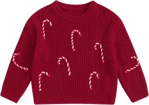 Baby Boy Girl Christmas Knit Sweater Candy Cane Embroidery Crewneck Sweatshirt Infant Fall Pullover Tops