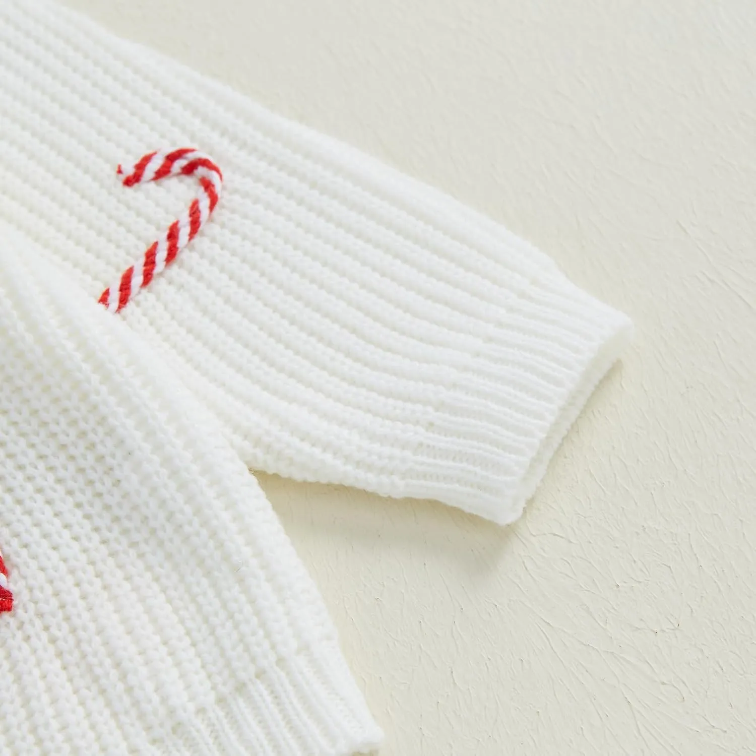 Baby Boy Girl Christmas Knit Sweater Candy Cane Embroidery Crewneck Sweatshirt Infant Fall Pullover Tops