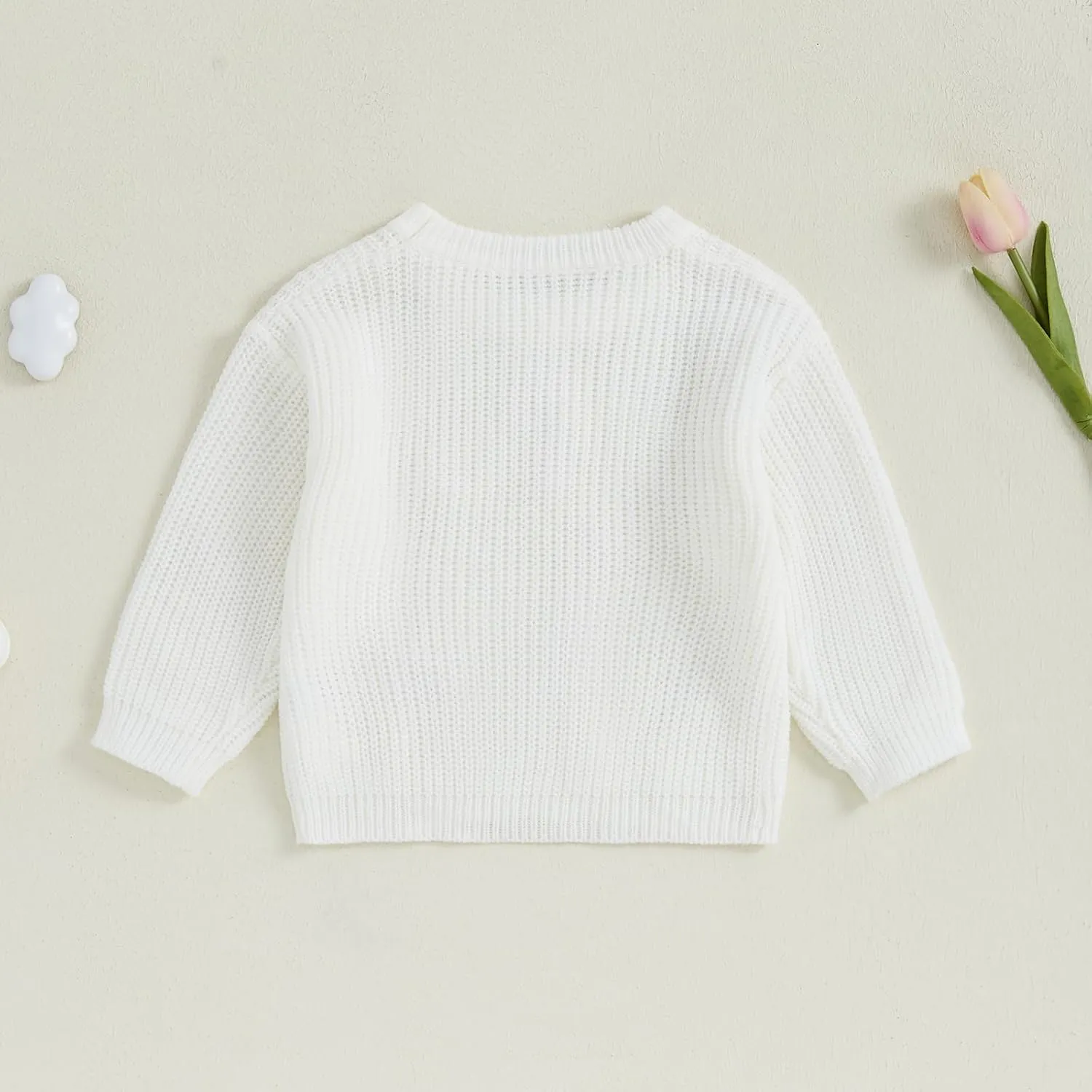 Baby Boy Girl Christmas Knit Sweater Candy Cane Embroidery Crewneck Sweatshirt Infant Fall Pullover Tops