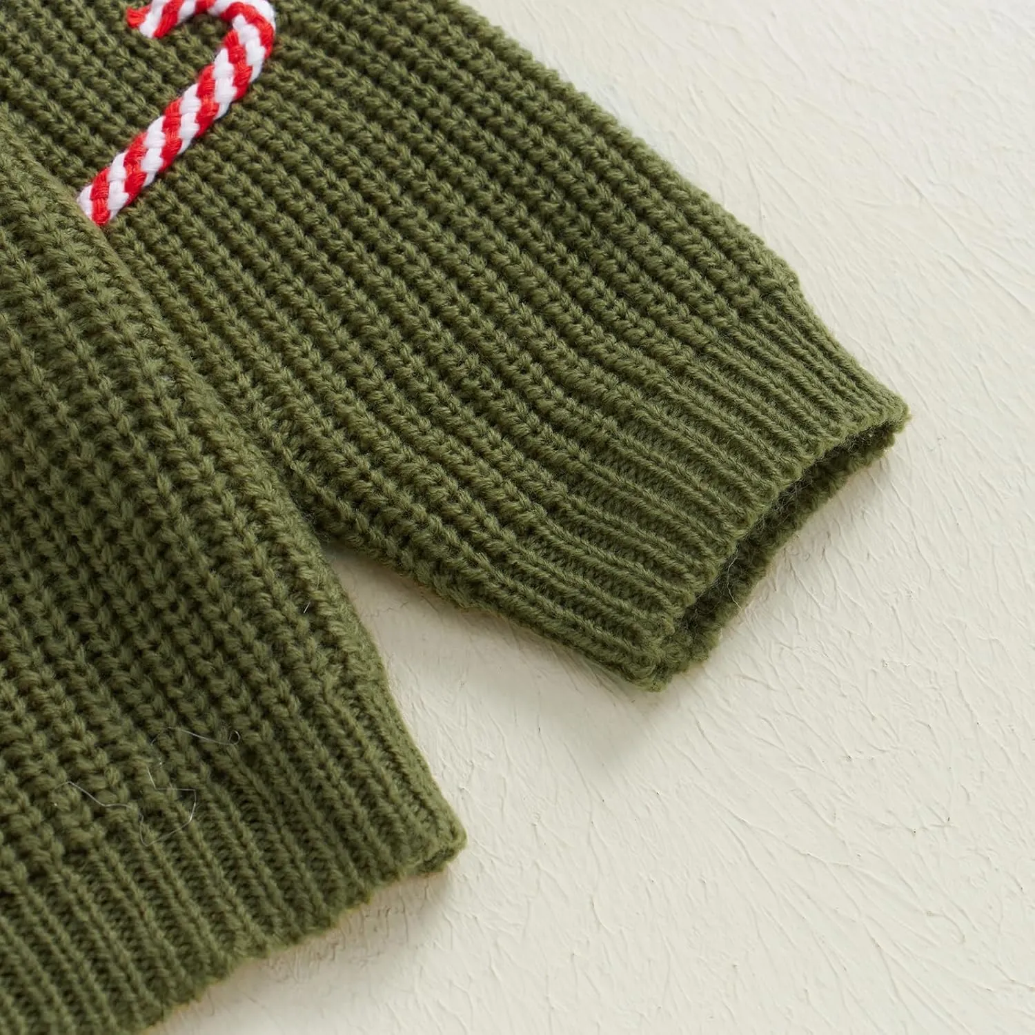 Baby Boy Girl Christmas Knit Sweater Candy Cane Embroidery Crewneck Sweatshirt Infant Fall Pullover Tops