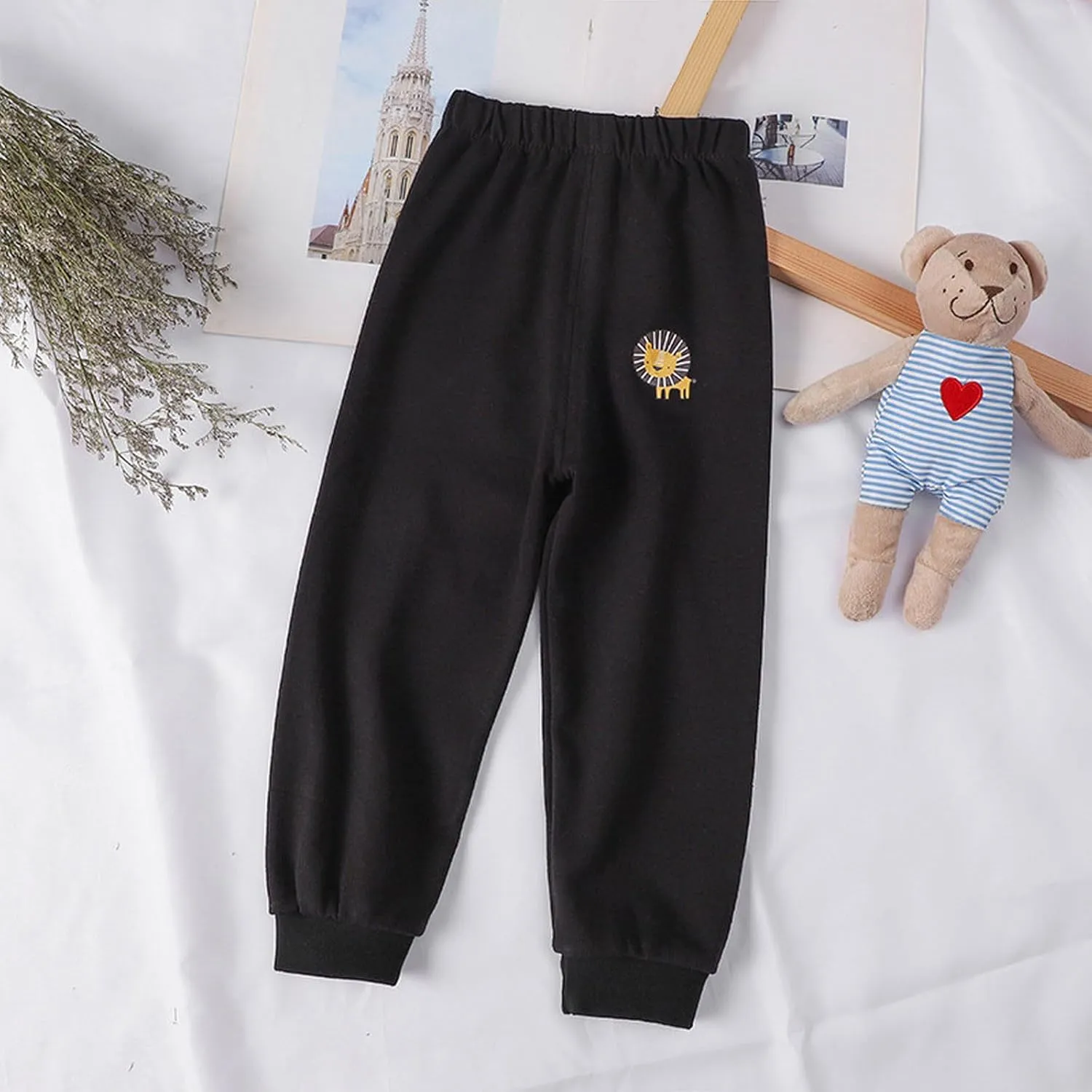 Baby Boy's Pull on Jogger Pants Kids Toddler Girls Sweatpants Cotton Kids Cute Cartoon Elastic Waist Sports Pants