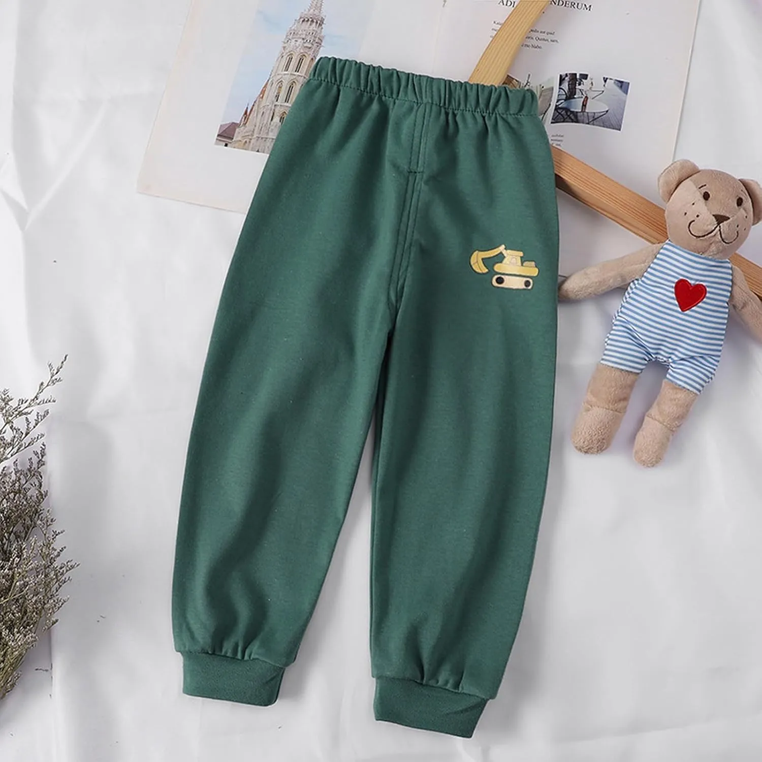 Baby Boy's Pull on Jogger Pants Kids Toddler Girls Sweatpants Cotton Kids Cute Cartoon Elastic Waist Sports Pants
