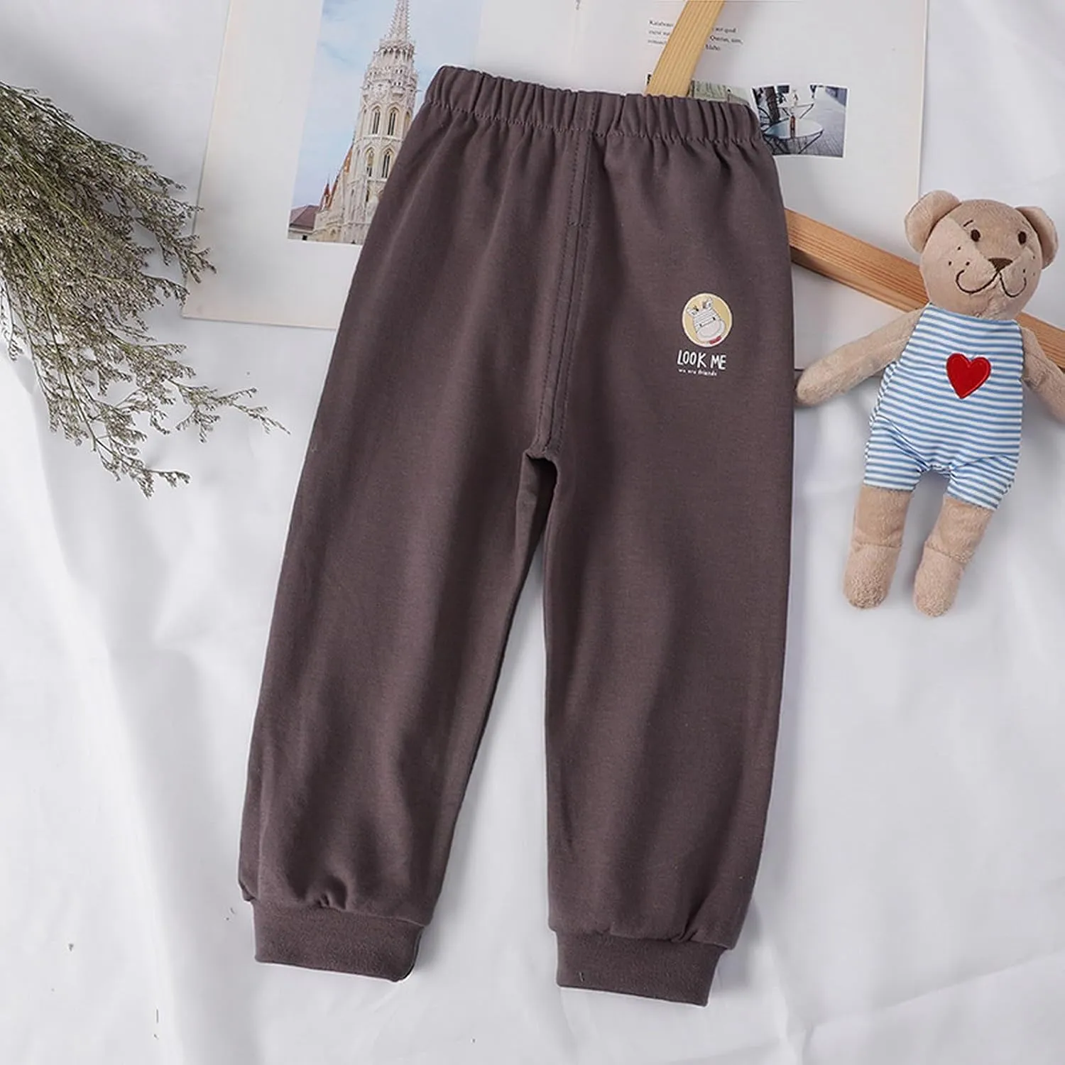 Baby Boy's Pull on Jogger Pants Kids Toddler Girls Sweatpants Cotton Kids Cute Cartoon Elastic Waist Sports Pants