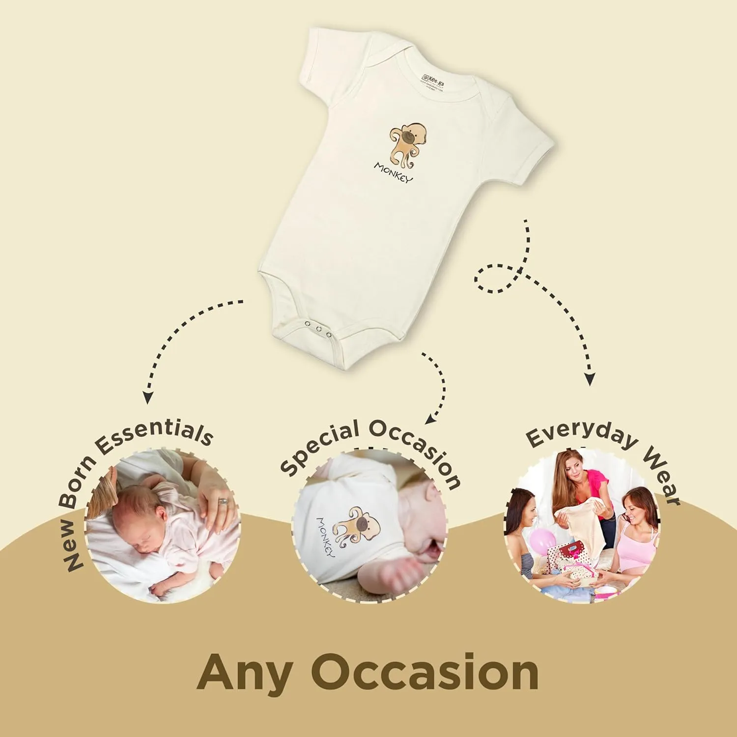 Baby Clothes - Unisex Newborn Bodysuit - Organic Cotton Short Sleeve Onesie with Print