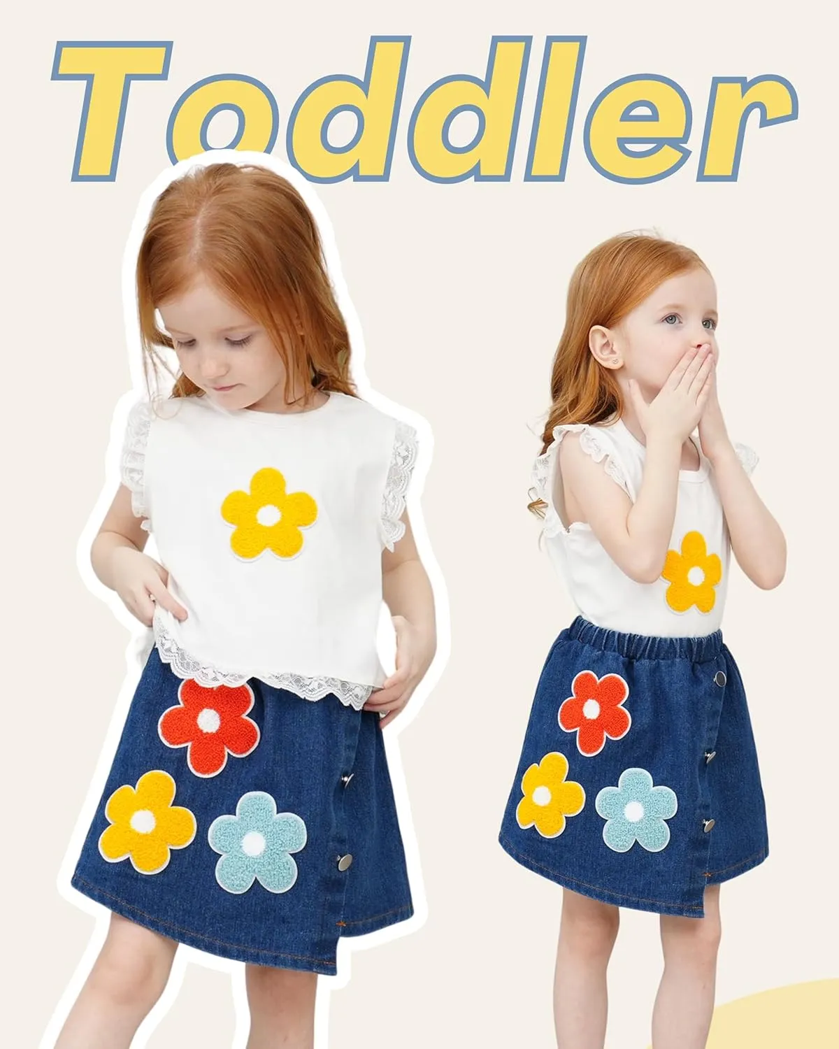Baby Girl Clothes Toddler Girl Outfits Summer Kids Sleeveless Lace Tank Top Little Girls Denim Skort Skirt Shorts Sets