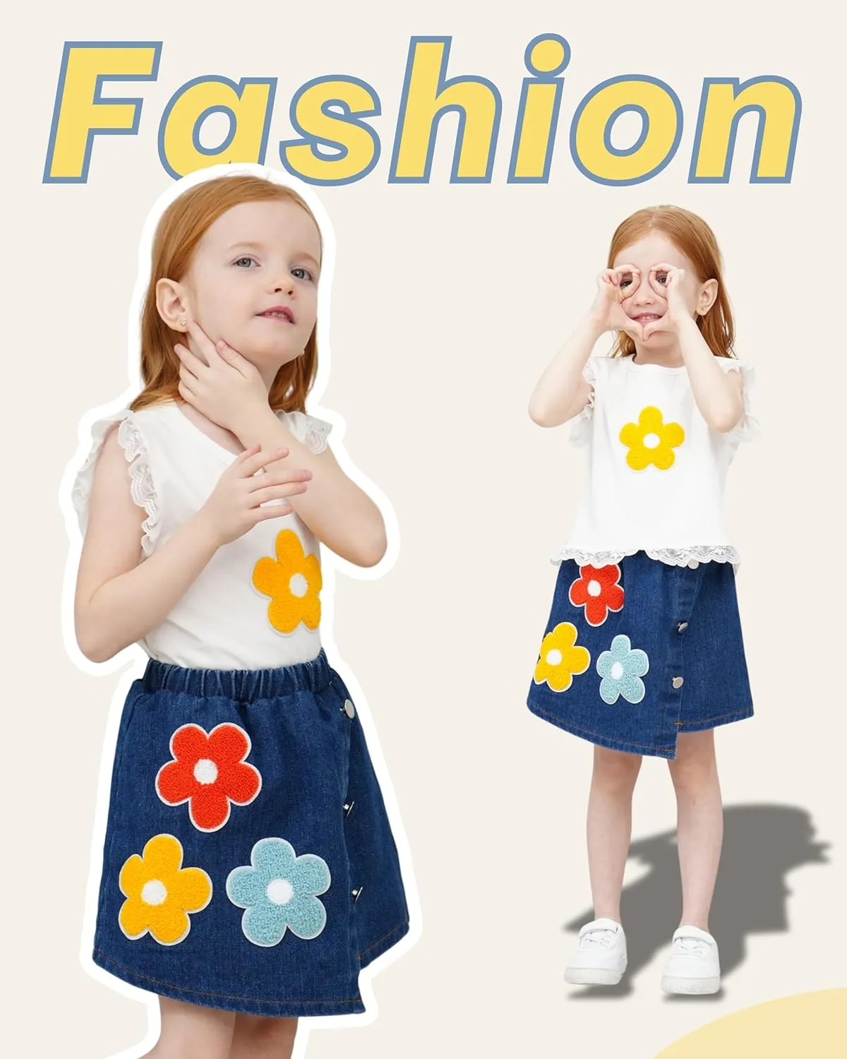 Baby Girl Clothes Toddler Girl Outfits Summer Kids Sleeveless Lace Tank Top Little Girls Denim Skort Skirt Shorts Sets
