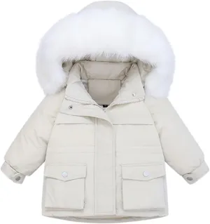 Baby Girls Boys Winter Sweater Suit Thick Warm Hooded Solid Zipper Down Coat Down Paraks Jumpsuit Heart