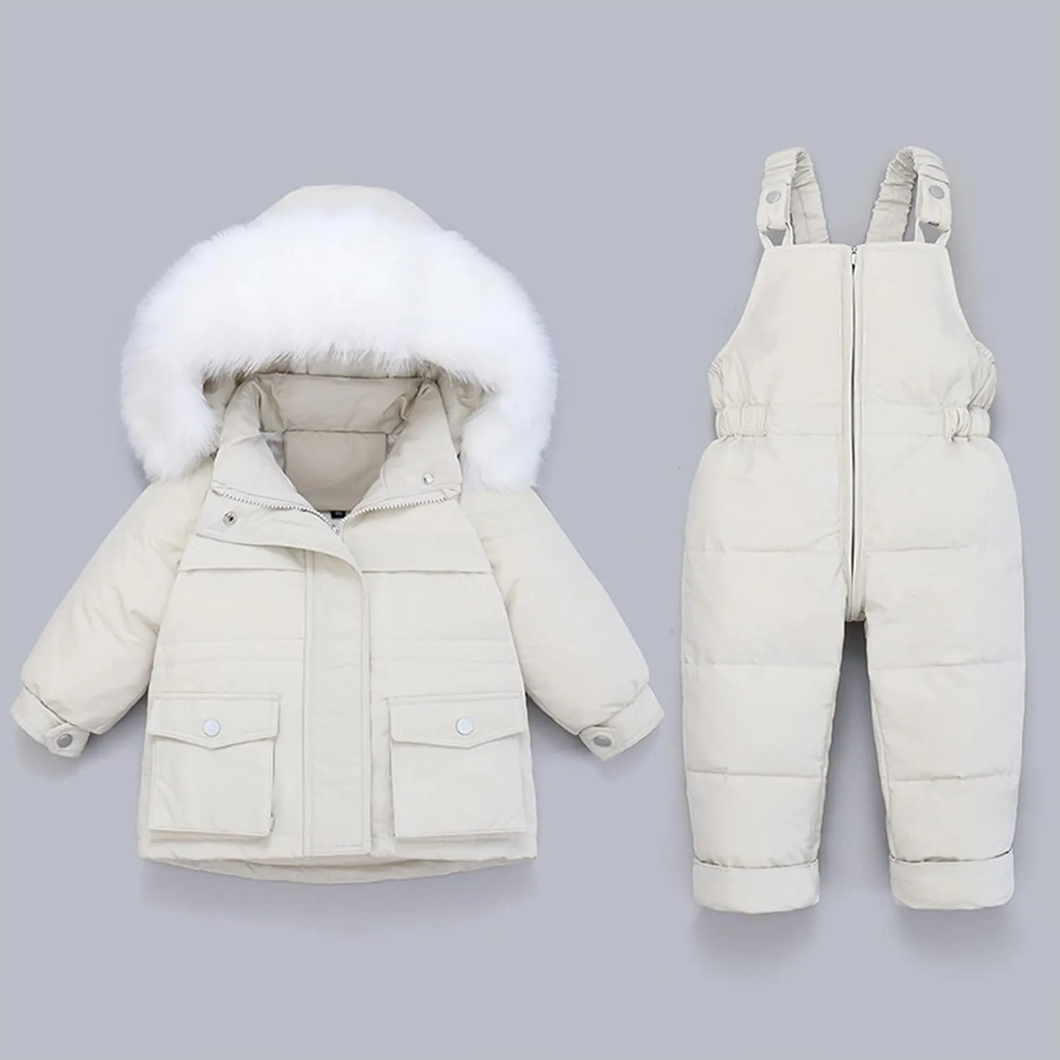 Baby Girls Boys Winter Sweater Suit Thick Warm Hooded Solid Zipper Down Coat Down Paraks Jumpsuit Heart