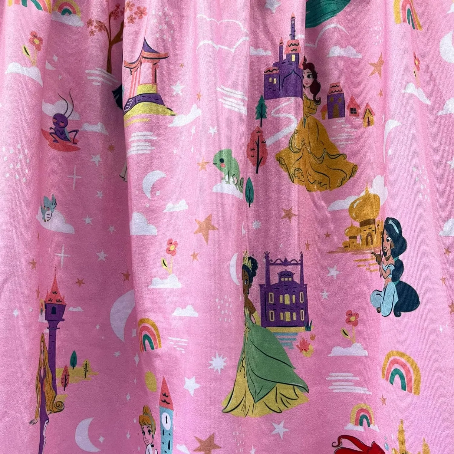 Baby Girls Flutter Sleeve Princess Cartoon Printed Dress Toddlers Spring Summer Mermaid Printed Dress 1-8Y