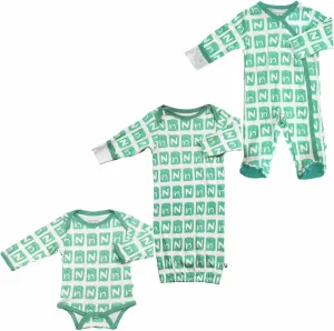 Babysoy Alphabet Pattern Footie/Gown/Onesie/Bodysuit Set