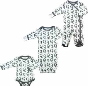 Babysoy Alphabet Pattern Footie/Gown/Onesie/Bodysuit Set