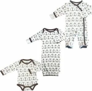 Babysoy Alphabet Pattern Footie/Gown/Onesie/Bodysuit Set